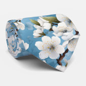 青エレガント白の花の結婚仕事 ネクタイ (ロール)