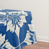 青エレガント白の花柄 テーブルクロス (インサイチュ)