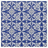 青エレガント白の花柄 ファブリック (見本)