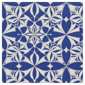 青エレガント白の花柄 ファブリック (クローズアップ)