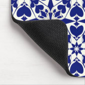 青エレガント白の花柄 マウスパッド (コーナー)