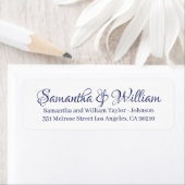 青エレガント白カスタムのスクリプ結婚ト名 ラベル (インサイチュ)