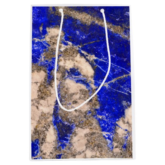 青エレガント白グレー花崗岩の大理石のパターン ミディアムペーパーバッグ (正面)