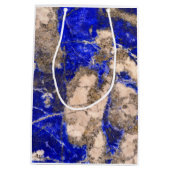 青エレガント白グレー花崗岩の大理石のパターン ミディアムペーパーバッグ (裏面)