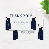 青エレガント白ゲイ結婚式の引き出物ラベル (デスク)