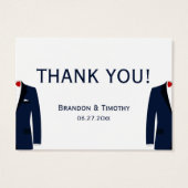 青エレガント白ゲイ結婚式の引き出物ラベル (裏面)