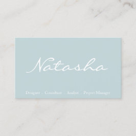 青エレガント白スクリプトフォント名刺 名刺