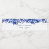 青エレガント白フローラお水結婚ありがとう ペットボトルラベル (シングルラベル)