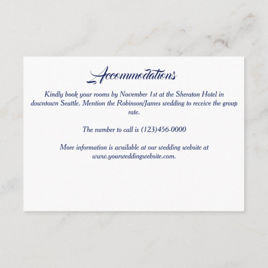 青エレガント白フローラのエンク結婚ロージャカード エンクロージャーカード (裏面)