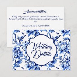 青エレガント白フローラのエンク結婚ロージャカード エンクロージャーカード