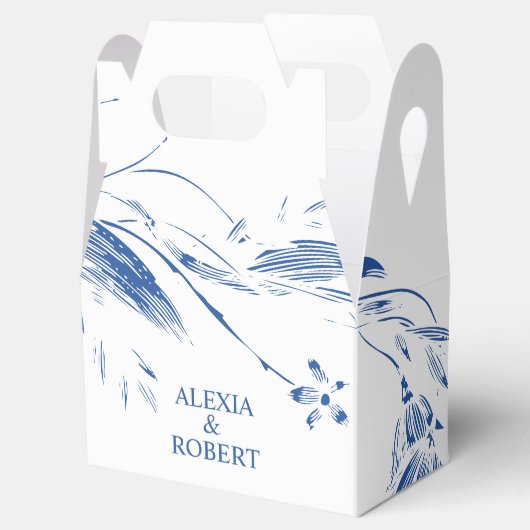 青エレガント白フローラのガ結婚ランド フェイバーボックス (オープン)