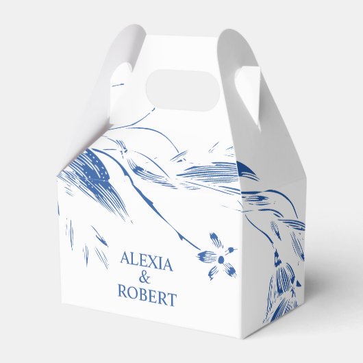 青エレガント白フローラのガ結婚ランド フェイバーボックス (正面サイド)