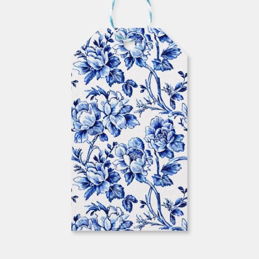 青エレガント白フローラトワ結婚ーズ ギフトタグ (裏面)