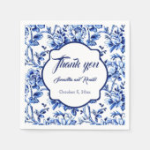 青エレガント白フローラトワ結婚ーズ スタンダードカクテルナプキン (正面)