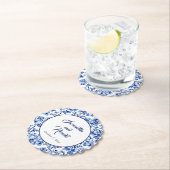 青エレガント白フローラトワ結婚ーズ ペーパーコースター (インサイチュ)