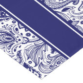 青エレガント白フローラペイズリーとストライプ ショートテーブルランナー (コーナー)