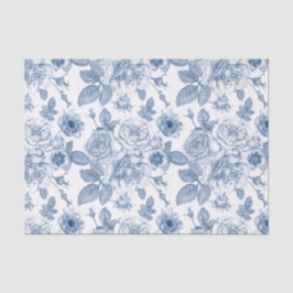 青エレガント白フローラヴィンテージパーティー組織 薄葉紙