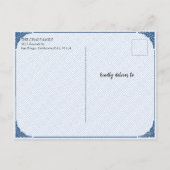 青エレガント白フローラ中国の旧正月 シーズンポストカード (裏面)