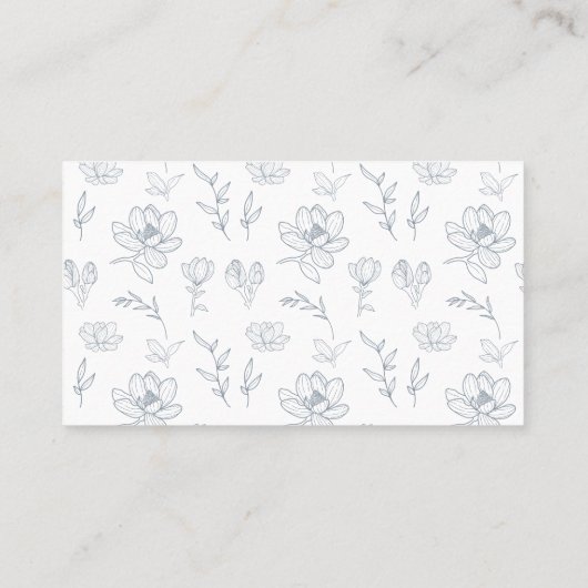 青エレガント白フローラ結婚座席表 プレイスカード (裏面)