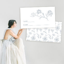 青エレガント白フローラ結婚座席表 プレイスカード