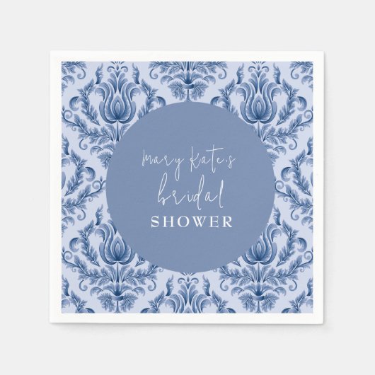 青エレガント白ブライダルシャワー スタンダードカクテルナプキン (正面)