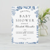 青エレガント白ベビーシャワー招待状 招待状 (スタンド正面)