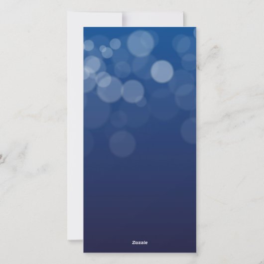 青エレガント白メリークリスマス2家族写真 シーズンカード (裏面)