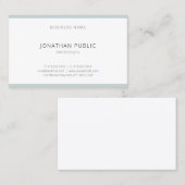 青エレガント白モダンミニマルテンプレート 名刺 (正面/裏面)