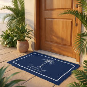 青エレガント白ヤシパーソナライズされた木 ドアマット