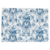 青エレガント白ロココフランスのフローラ ラージペーパーバッグ (裏面)