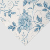 青エレガント白ヴィンテージインスパイア花模様 薄葉紙 (詳細)