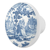 青エレガント白ヴィンテージフランスのトイル セラミックノブ (右)