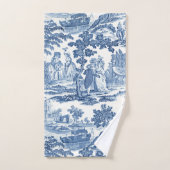 青エレガント白ヴィンテージフランスのトイル バスタオルセット (ハンドタオル)