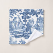 青エレガント白ヴィンテージフランスのトイル バスタオルセット (ウォッシュタオル)