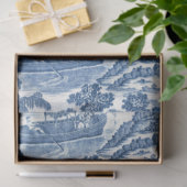 青エレガント白ヴィンテージフランスのトイル 薄葉紙 (ギフト)