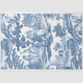 青エレガント白ヴィンテージフランスのトイル 薄葉紙 (正面)