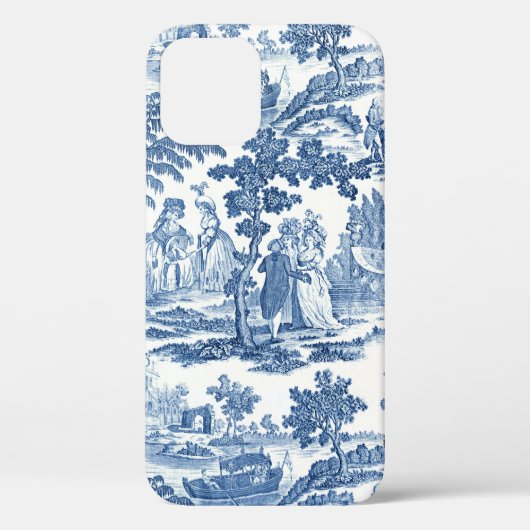 青エレガント白ヴィンテージフランスのトイル Case-Mate iPhoneケース (裏面)