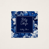 青エレガント白ヴィンテージフローラ名刺 (正面)