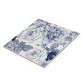 青エレガント白ヴィンテージ花模様タイル タイル (側面)