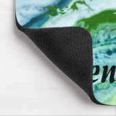 青エレガント白大理石フェイク(緑) マウスパッド (コーナー)