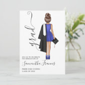 青エレガント白女子卒業パーティー 招待状 (スタンド正面)