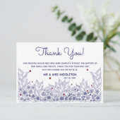 青エレガント白結婚の サンキューカード (スタンド正面)