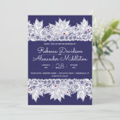 青エレガント白結婚の 招待状 (スタンド正面)