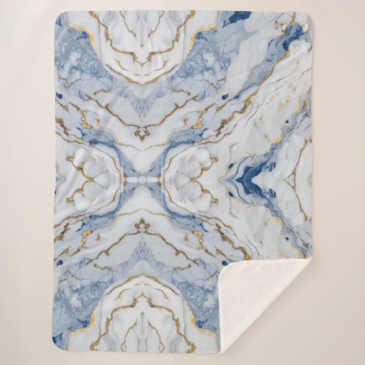 青エレガント白金ゴールド大理石花崗岩パターン シェルパブランケット (正面)