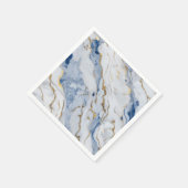 青エレガント白金ゴールド大理石花崗岩パターン スタンダードカクテルナプキン (角)
