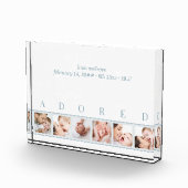 青エレガント白ADOREDベビー誕生統計と6 フォトブロック (右)