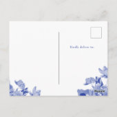青エレガント白Chinoiserieフローラありがとう ポストカード (裏面)