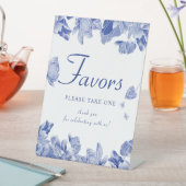 青エレガント白Chinoiserieフローラの好意のサイン 台座サイン (インサイチュ)