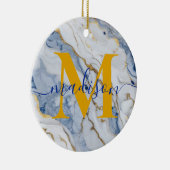 青エレガント白maize金ゴールド大理石花崗岩 セラミックオーナメント (右)