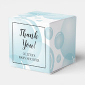 青エレガント石けん泡少年の赤ちゃんシャワーパーティー フェイバーボックス (裏面サイド)